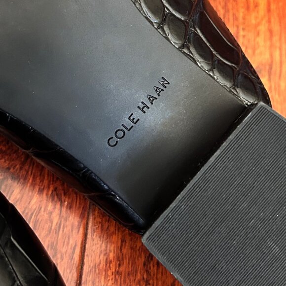 COLE HAAN Women's Piper Mule Shoe in Black Alligator Size 8 Leather Slip Ons - Picture 4 of 8